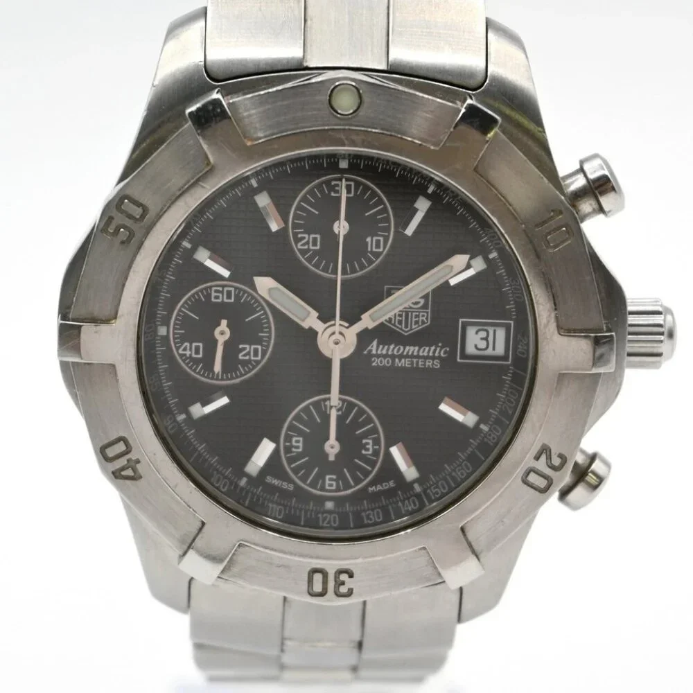 TAG HEUER Aquaracer Chronogra Date Watch CN2111 Automatic SS Black Dial